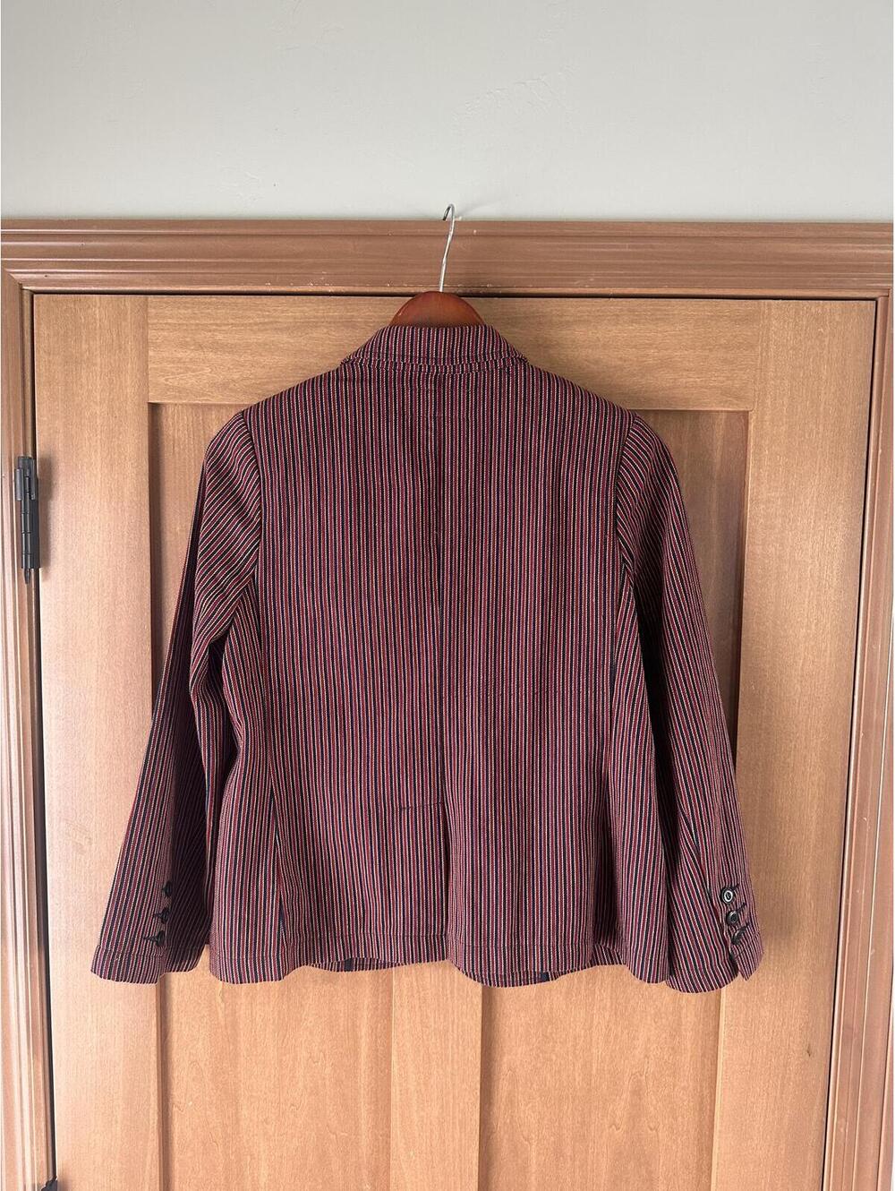 The GREAT. Shrunken Blazer Country Road Pinstripe Red Blue Women’s size 1 Small - Picture 5 of 14